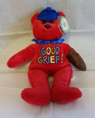 Celebrity Bears Peanuts Charlie Brown " Good Grief " Red Bear 9 " Plush W/tag