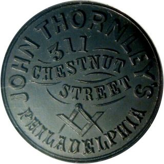 Philadelphia Pennsylvania Hard Rubber Civil War Token Thornleys Masonic Ngc Ms65