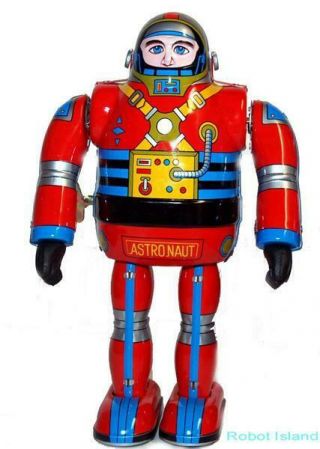 Metal House Astronaut Robot Tin Toy Windup Japan Osaka Tin Toy