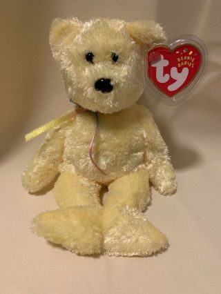 Ty Beanie Baby Sherbet Yellow Stuffed Teddy Bear Vintage Cute Plush Pristine