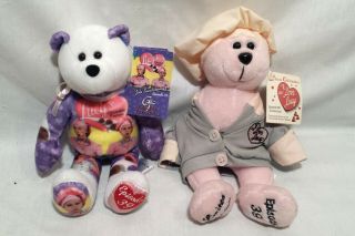 2 Different I Love Lucy Episode 39 Job Switching Beanie Babies Bears W/ Tags
