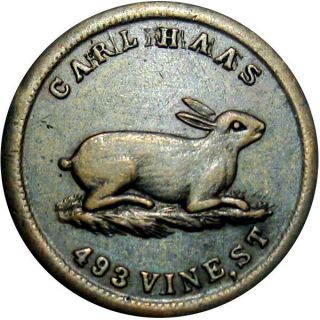 1863 Cincinnati Ohio Civil War Token Carl Haas Bunny Rabbit R7