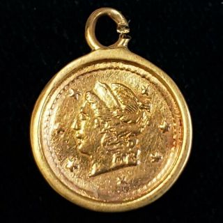 1868 California Gold Fractional 1/4 Dollar Commemorative Coin Pendant,  Cfg6844