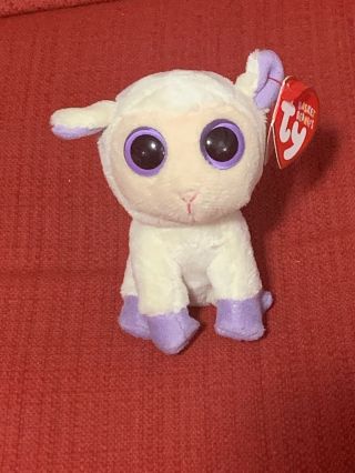 Ty Lily The Lamb Basket Beanie - With Tag 3.  5 Inches