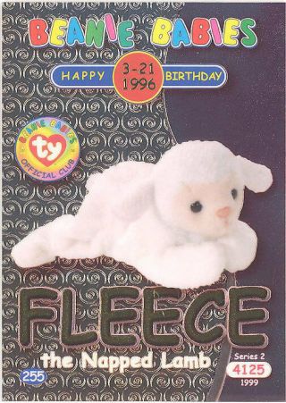 Ty Beanie Babies Bboc Card - Series 2 Birthday (gold) - Fleece The Napped Lamb