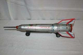 Vintage Tin Litho Space Rocket Toy 1960 ' s Holdraketa Moon Spaceship Friction 3