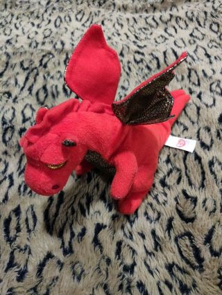 Ty Beanie Babies Legend Red & Gold Dragon 6” Rare Retired Sparkle Wings & Eyes