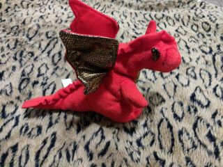 TY Beanie Babies LEGEND Red & Gold Dragon 6” RARE Retired Sparkle Wings & Eyes 2