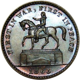 1863 First In War First In Peace Soldier On Horse Patriotic Civil War Token