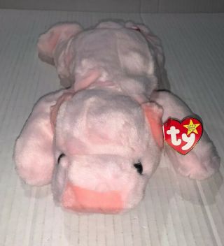 Ty Beanie Buddy Squealer Pink Pig.  1998.  14” With Tag - Pre - Owned