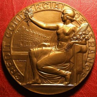 Art Deco Naked Woman Credit Commercial De France Large Medal By Bazor