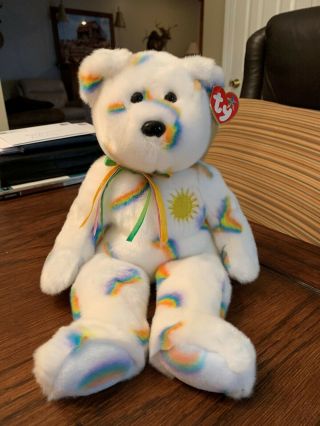 Ty Cheery Beanie Buddy The Rainbow Sunshine Bear,  Perfect All The Way