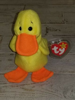 Vintage 1993 Ty Beanie Babies " Quackers " Plush Duck - Watch The Video