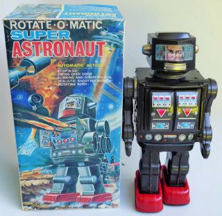 Horikawa Rotate - O - Matic Astronaut Robot Tin Lithographed Battery Op Toy