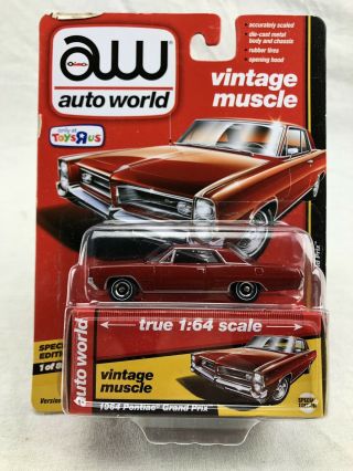 Auto World Ultra Red 1964 Pontiac Grand Prix 1/64 Tru Toys R Us 1 Of 858 Chase