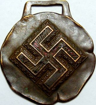 Pre 1933 Raton Mexico Good Luck Swastika Token Fuel Company Watch Fob