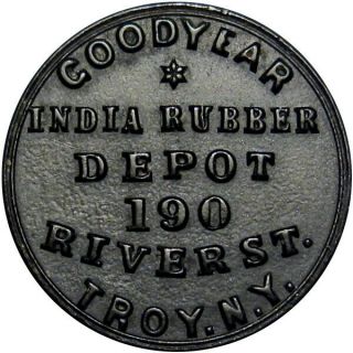 Troy York Hard Rubber Civil War Token Goodyear India Rubber Depot Fred Plum