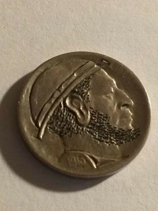 U.  S.  " Hobo Nickel " Carved Buffalo 5 Cents Coin 1913