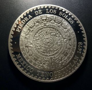Mexico 1993 Aztec Calendar Coin 5 Oz Silver Proof Medal Bu