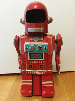 Japan C.  1960 Red Cragstan Astronaut Robot By Ko Yonezawa