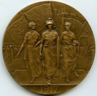 France Bronze Medal By Legasteilos 1917 World War I Tribute To The Allies 68mm