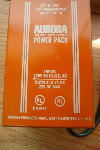 Vintage Ho Aurora Model Motoring Dc - 10 Power Pack Transformer 22v