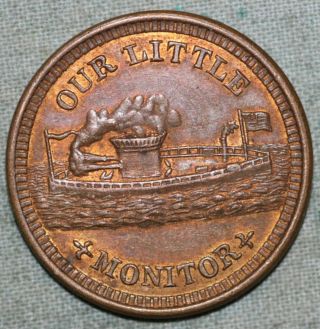 1863 Our Little Monitor Civil War Token Luster