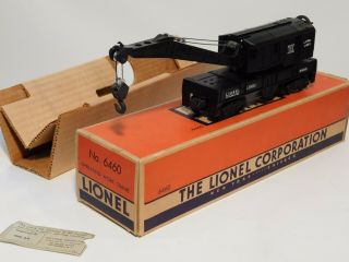 Lionel Postwar 6460 Opearting Work Crane Car W/hard To Find Box,  Collector Grade