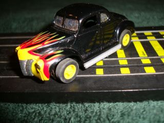 Tyco Black 40 Ford Hot Rod With Flames Ho Slot Car