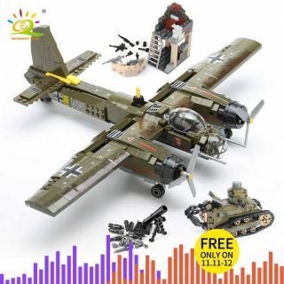 559pcs Military Ju - 88 Bombing Plane Building Block Ww2 Helicopter Army Weapon