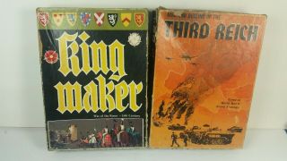 Rise And Decline Of The Third Reich & King Maker Avalon Hill Board Games Punched