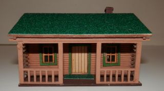 Ho Scale Scratch Built Green Roof Log Cabin (footprint 3 1/8 " X 3 3/8 ")