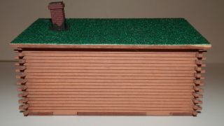 HO Scale Scratch Built Green Roof Log Cabin (footprint 3 1/8 