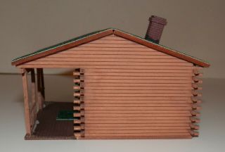 HO Scale Scratch Built Green Roof Log Cabin (footprint 3 1/8 