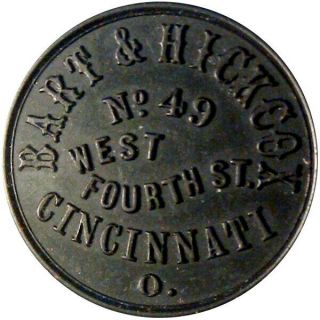 Cincinnati Ohio Black Hard Rubber Civil War Token Bart & Hickcox Ngc Ms63