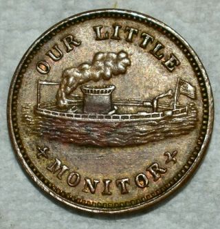 Choice About Uncirculated 1863 Our Little Monitor Civil War Token