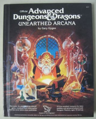 Advanced Dungeons & Dragons Unearthed Arcana 1st Edition Gary Gygax 1985 Ad&d