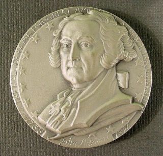John Adams Medallic Art Hall Of Fame Great Americans Nyu.  999 Fine Silver Medal