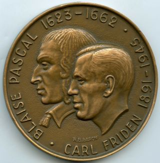 France Bronze Medal Blaise Pascal Carl Friden Calculating Machine 76mm 221gr