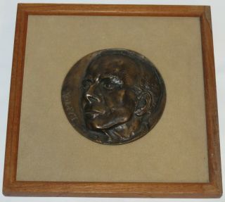 Hungarian Composer Bela Bartok Framed Large Signed Bronze Medal Plaque