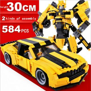 584ps Gudi 2 In 1 Big Robot Yellow Sport Car Set Bricks Building Blocks Toys