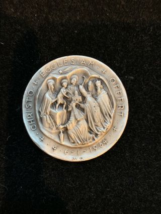 1964 Pope Paul Vi Italian Papal Silver 44mm Medal Holy Land Visit