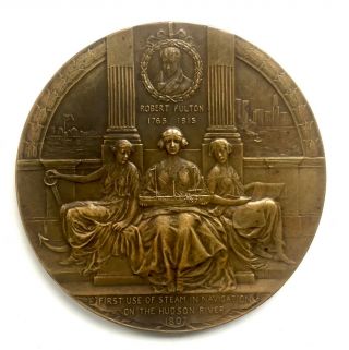 1909 Hudson Fulton Celebration Bronze Medal Larger 4 " Version Whitehead & Hoag