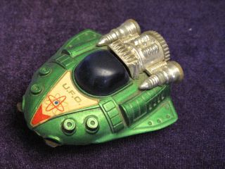 Vintage Ufo Litho Metal & Plastic Space Saucer 196 Collectible Toy Green Tw 663