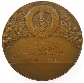 France World War I TRIBUTE TO THE UNKNOWN SOLDIER bronze 68mm by Benard 2
