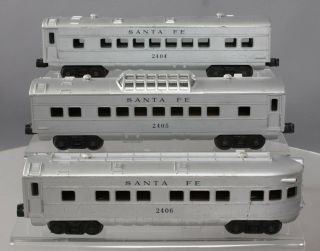 Lionel O Gauge Postwar Santa Fe Streamline Passenger Cars: 2404,  2405 & 2406 [3]