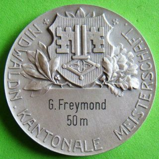 War Revolution Switzerland Canton of Nidwalden Shooting SILVER Medal by HUGUENIN 2