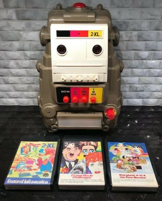 2 - Xl Mego Corp Vintage 1978 Talking Robot,  8 Track Tape Player,  3 Games