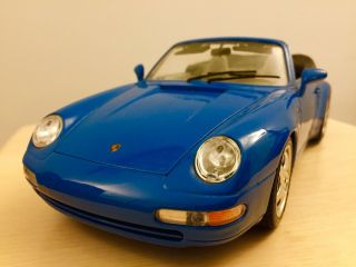Burago 1993 Porsche 911 Carrera 1/18 Scale Blue Convertible Die Cast Model Car