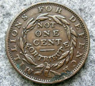 United States 1837 Hard Times Token - Millions For Defence Not For One Cent